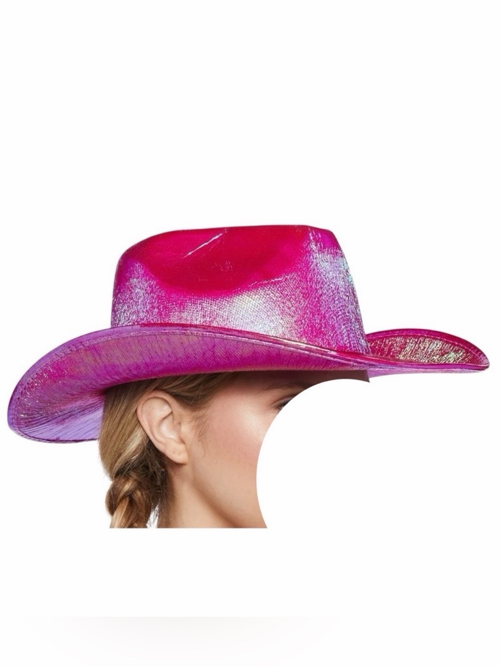 Forplay Hat Cowgirl One Size Pink Metallic Cowboy